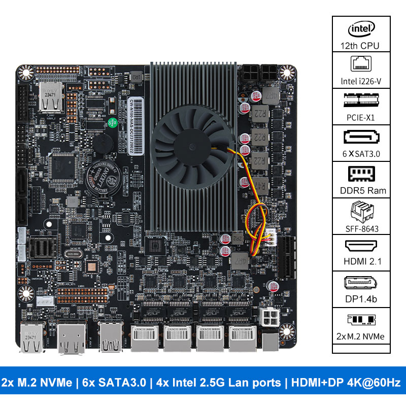 N100 Nas Motherboard 2xm.2 Nvm - огляд і ціна Nas Motherboard N100 6 Sata