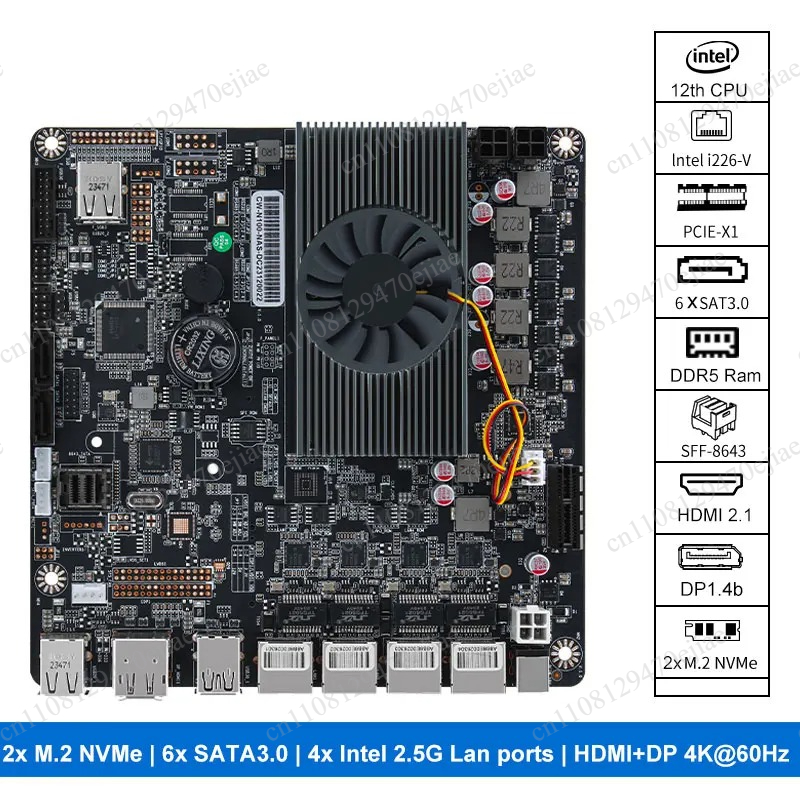 N100 Mini ITX NAS Motherboard  - огляд і ціна Nas Motherboard N100 6 Sata