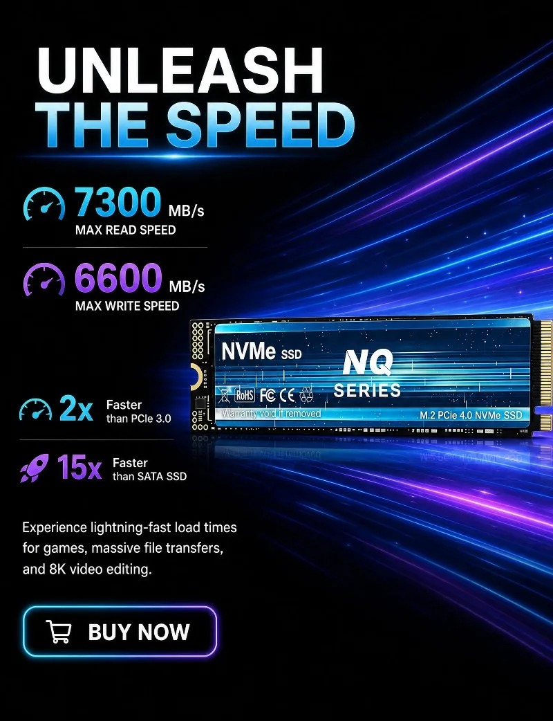 NQ 2TB 4TB SSD M.2 NVMe Intern - огляд і ціна M.2 Nvme 4Tb Pcie 4.0 Ssd