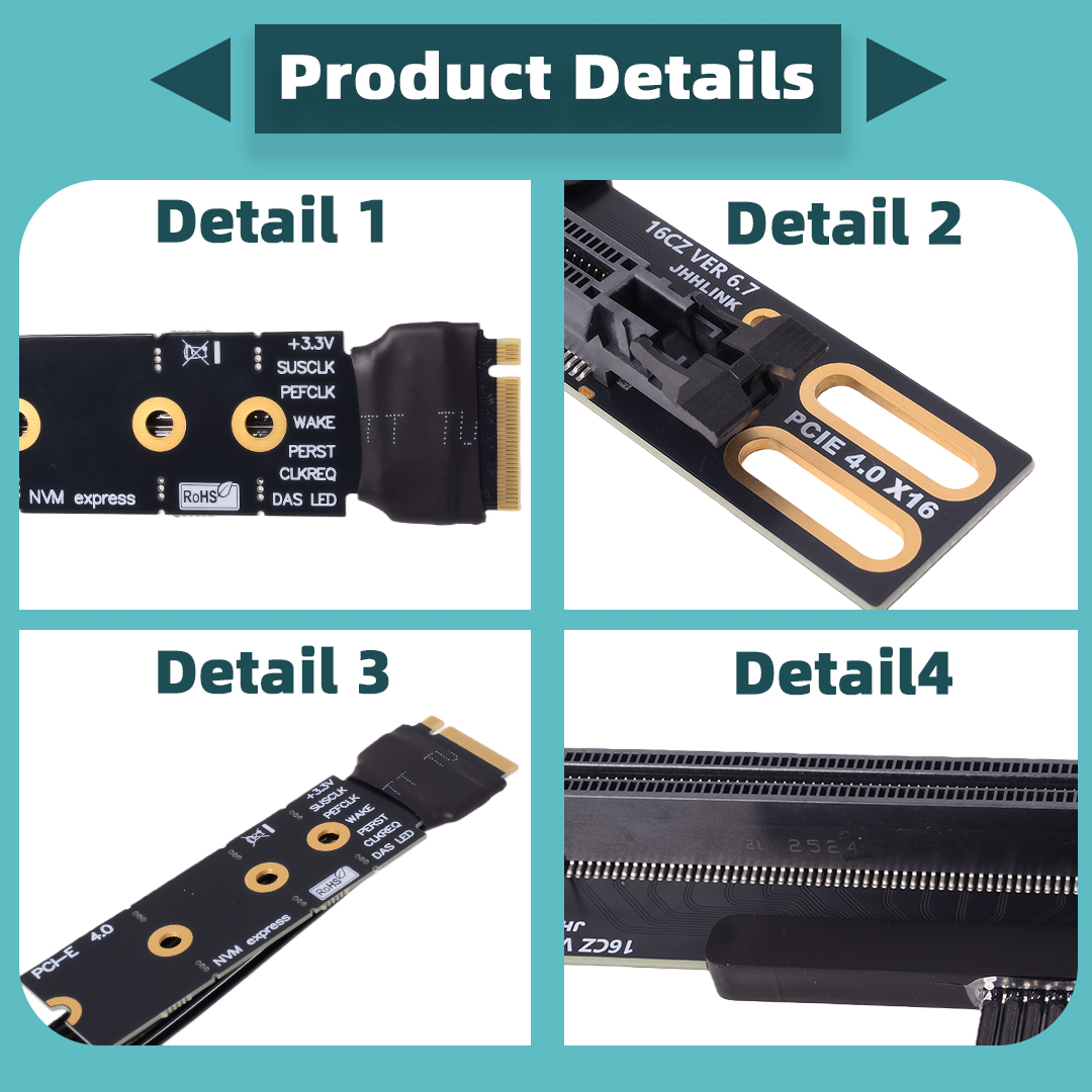 M.2 NVME To PCIe X16 90 Degree - огляд і ціна Pcie 4.0 X16 Riser Cable 90 Degree