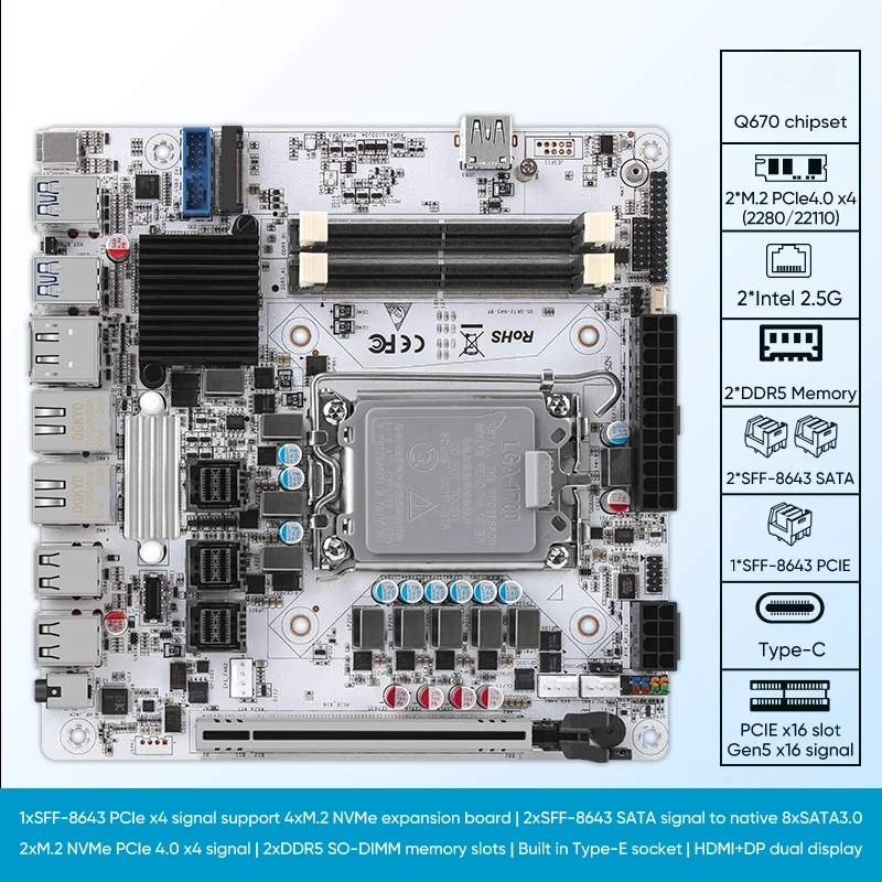 12/13/14th Gen Nas Motherboard - огляд і ціна Lga 1700 Ddr5 Itx Motherboard